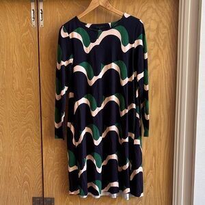 COS Navy Dress with Green and Cream Waves